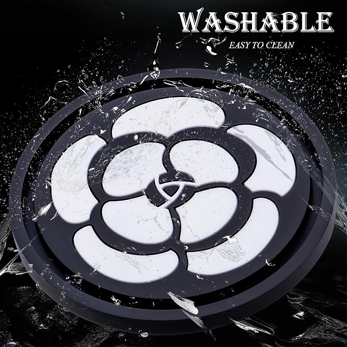 2 Pack Car Cup Holder Coaster – 2.75 Inch Non-Slip Silicone Drink Mat, Universal Fit for Cars, Trucks & SUVs – Cute Auto Accessories for Women & Girls (White Flower)