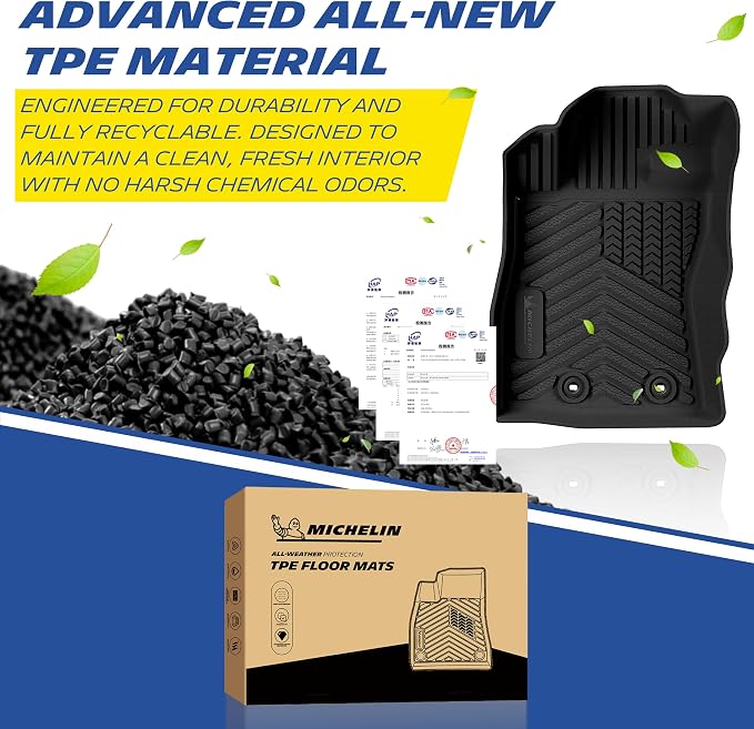 Michelin Vehicle Mats, All-Weather TPE Custom Fit Liner for 2024-2026 Subaru Crosstrek/Subaru Impreza (3 Piece A), Premier