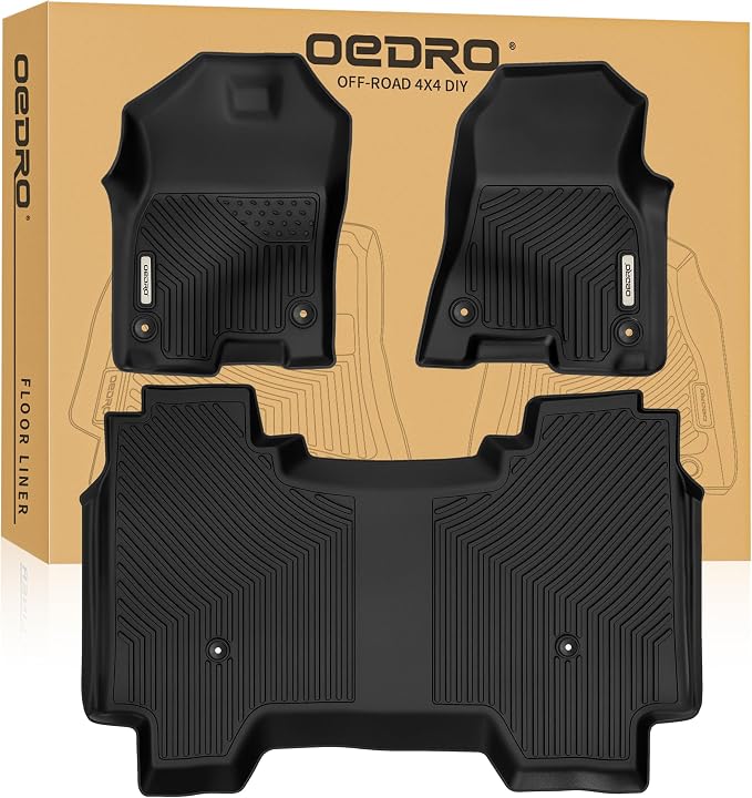 OEDRO Floor Mats Fit for 2019-2024 Dodge Ram 1500 Crew Cab (New Body) | Custom Fit 1st Row Bucket Seats, No Rear Under-seat Storage Box, All Weather Protection TPE Floor Liner
