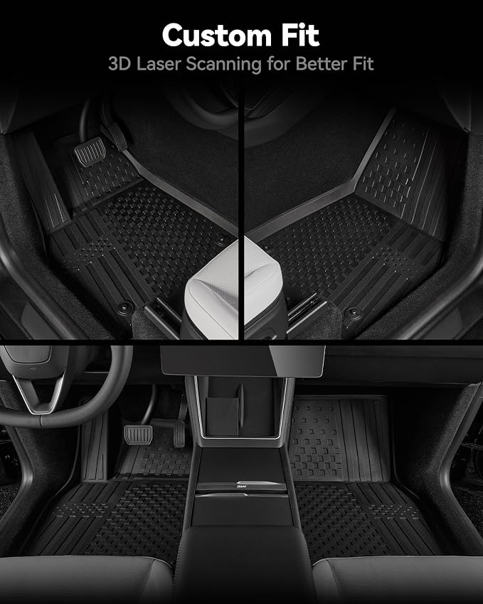 3W Floor Mats Compatible for Tesla New Model Y 2025 2026 Juniper(Not for Standard), TPE All Weather Custom Fit Floor Liner for Model Y, 1st & 2nd Row Set Car Mats, Black