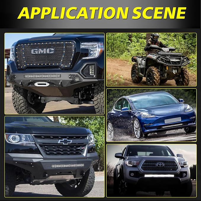 18 Inch Slim LED Light Bar 144W Spot Flood Combo Off Road Lights | Super Slim Dual Row LED Light Bar Waterproof Work Bumper Grille Light Bar for Trucks Pickup UTV ATV Pickup Marine