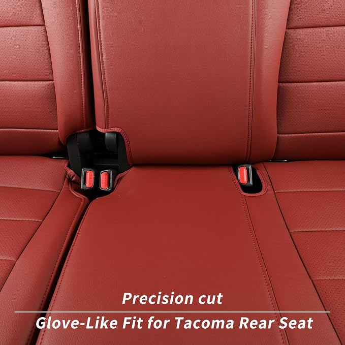 coverdream 2024 2025 2026 Tacoma Seat Covers Full Set for Toyota Tacoma 4th Gen Double/Crew Cab SR,SR5,TRD Sport,TRD Off-Road,Limited,Fully Covered,Waterproof Leather Car Seat Protector(Wine Red)