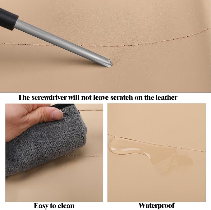 HChengkikz Car Seat Cover, Waterproof Faux Leather (Beige) | Car Seat Protectors, Quilting, Easy to install, Airbag Compatible, Universal Fit for Most Suvs, Trucks, SUVs