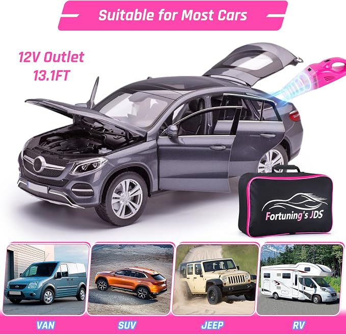 38PCS Car Detailing Kit Interior Cleaner with High Power Handheld Vacuum, Car Wash kit with Detailing Brush Set,Car Interior Detailing Kit,,Pink Car Accessories for Motorcycle,Cars,Gift for Women