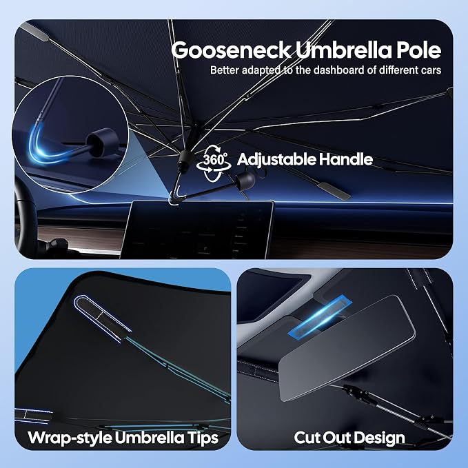 EcoNour Foldable Windshield Sun Shade Window Tint Fit for 2021-2024 2025 2026 Toyota Sienna Mini Van Sunshade, Front Car Window Shades Sun Visor, UV Protection, Heat Blocker, Car Accessories