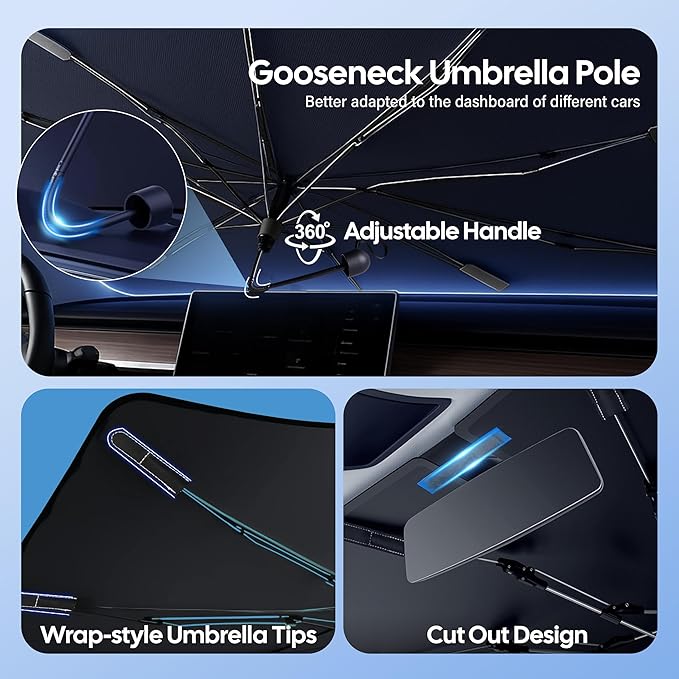 EcoNour Foldable Windshield Sun Shade & Window Tint Fit for 2013-2016 2017 2018 Toyota RAV4 Sunshade, Front Car Window Shades Sun Visor, UV Protection, Heat Blocker, Car Accessories