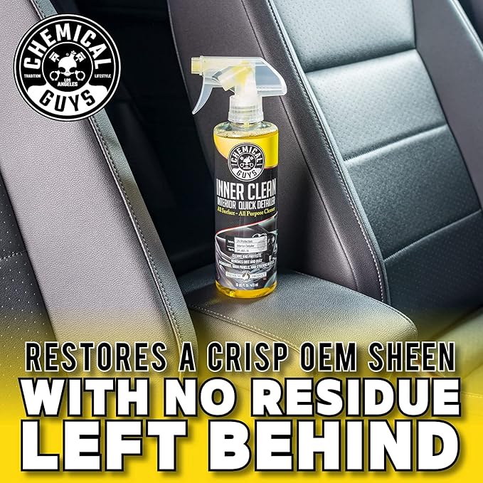 Chemical Guys, InnerClean Interior Quick Detailer, Pineapple Scent, 32 oz | Spray-and-wipe detailer cleans and refreshes dashboards, door panels, seats and trim, pineapple scent, non-greasy