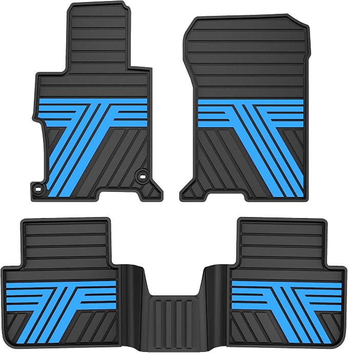 Floor Mats Fit for Honda Accord Sedan 2017 2016 2015 2014 2013, All Weather Rubber Custom Fit Anti-Slip Car Floor Liner, 1st & 2nd Row, Black & Blue (Not for Coupe)