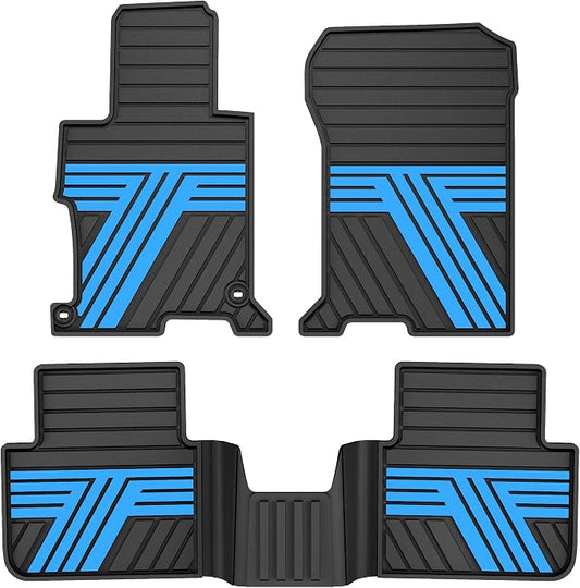 Floor Mats Fit for Honda Accord Sedan 2017 2016 2015 2014 2013, All Weather Rubber Custom Fit Anti-Slip Car Floor Liner, 1st & 2nd Row, Black & Blue (Not for Coupe)