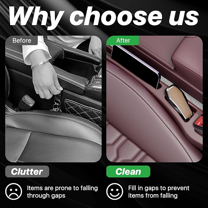Car Seat Gap Filler Organizer, 2PCS Multifunctional Vehicle Fill Gap Blocker with Storage Slot Between Seat & Console, Anti-Drop Auto Interior Organization, Universal for SUV Truck Sedan(Red)