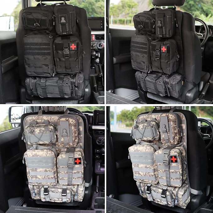 MAIKER Tactical Car Seat Back Organizer, Upgrade Tactical Vehicle Panel Organizer with 5 Detachable Molle Pouch, Universal fits for Most of Vehicle