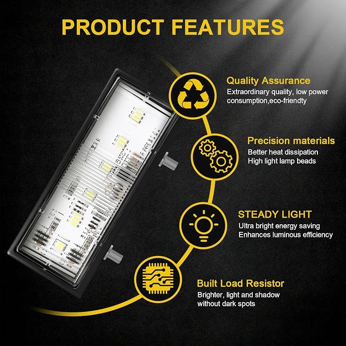 2Pcs LED License Plate Lights, 10V/30V Submersible 6 SMD Car Rear License Plate Lamps for Car, Trailer, Lorry, Caravan, Boat, Vehicle or Truck DOT SAE Compliant, ABS Housing