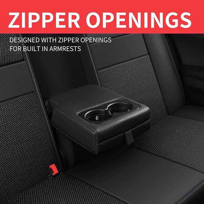 HChengkikz Car Seat Covers, Leather, 3D Foam Back Support (Black) | Air Mesh, Airbag Compatible, Universal Fit for Most Cars, Vans, Trucks, SUVs