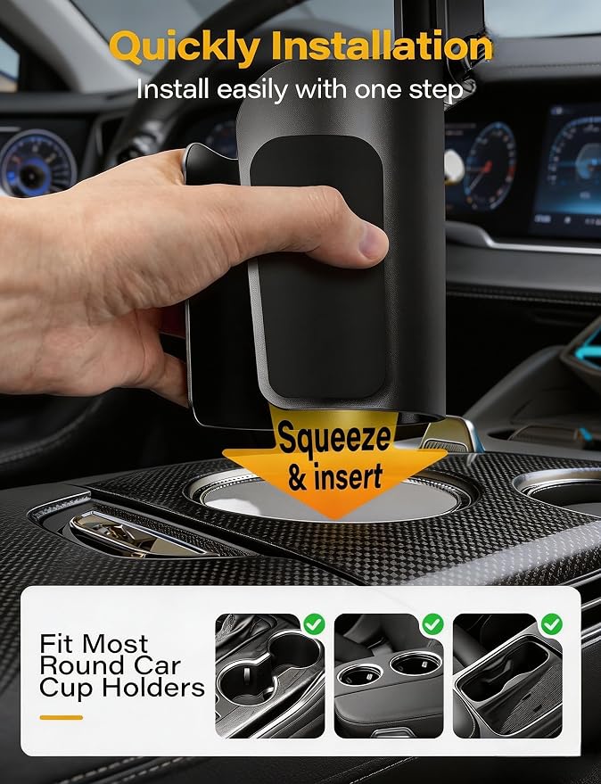 Cup Holder Phone Holder for Car, Long Arm with 360°Rotation Cell Phone Holder Mount for Car | Truck | Golf Cart Compatible with iPhone & Samsung & All Smartphones