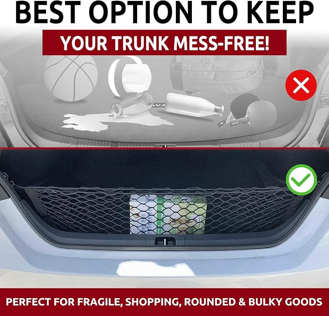 Envelope Style Automotive Elastic Trunk Mesh Cargo Net for Toyota Avalon 2018-2022 - Premium Trunk Organizers and Storage - Luggage Net for Sedan - Best Car Organizer for Toyota Avalon
