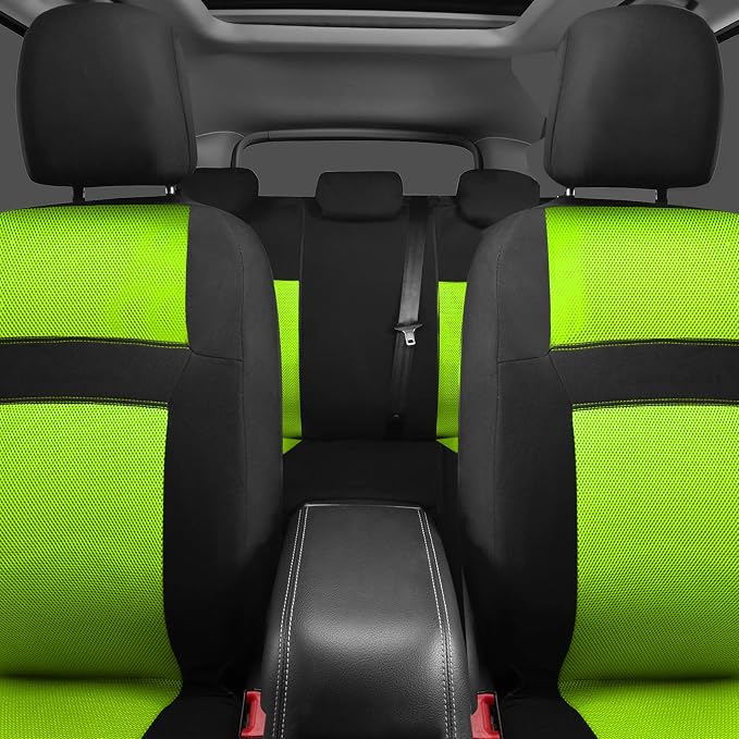 CAR PASS Seat Cover Full Sets, 3D Air Mesh Car Seat Cover with 5mm Composite Sponge Inside,Airbag Compatible Universal Fit for SUV,Vans,sedans, Trucks, Automotive Interior Covers(Lime Green)