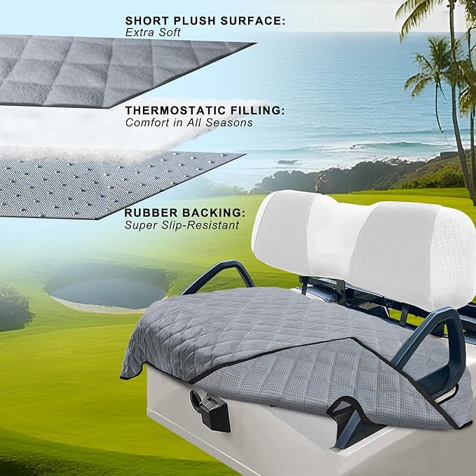 YOKYHOM Golf Cart Seat Covers, Thickened Short Plush Seat Towel Blanket with Non-Slip Backing, Soft & Heavy Duty, Fits Most 2 & 4 Passenger EZGO Yamaha Club Car, 51"x30.5", Light Gray