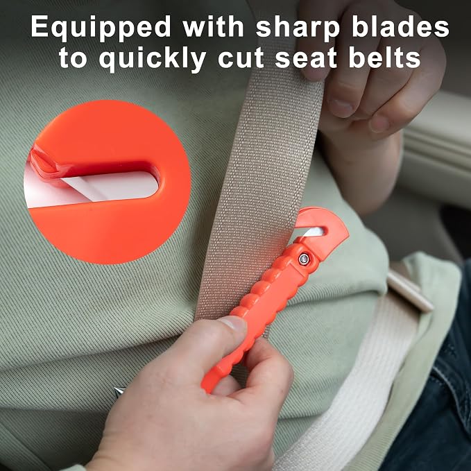 Car Window Breaker Hammer and Seat Belt Cutter 2-in-1，Emergency Escape Tool | Car Accessories, Auto Car Escape Tool，Safety Hammer for Family Rescue and Auto Traffic Accident Emergency Escape, 2 Packs