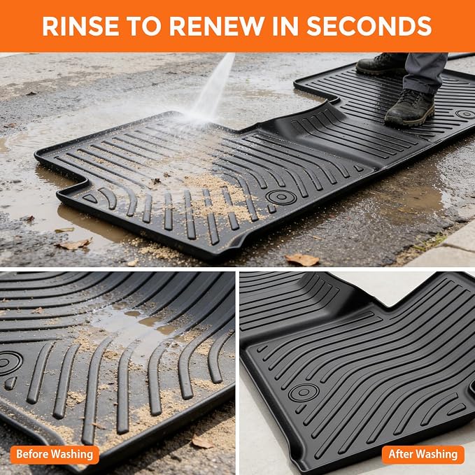 Floor Mats for Kia Sorento Hybrid 6 & 7 Passenger 2021-2026 | (Only for HEV & PHEV, Not for Fuel), Heavy Duty TPE All Weather Protection Non-Slip (Floor Mats & Cargo Liner &Seatback Mat)