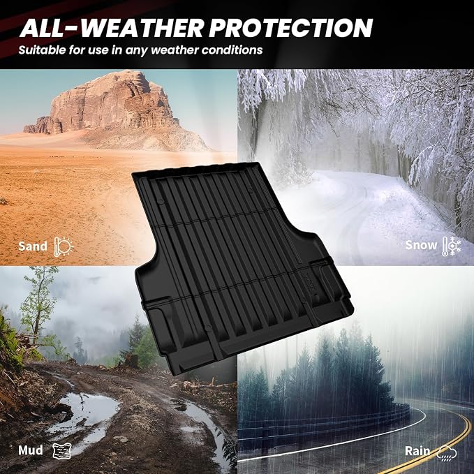 LASFIT Bed Mat for Nissan Frontier 2005-2021 5FT/59.2 Inches(Not Fit 6FT), All Weather TPE Custom Fit Truck Bed Mat Pickup Bed Liner, Black