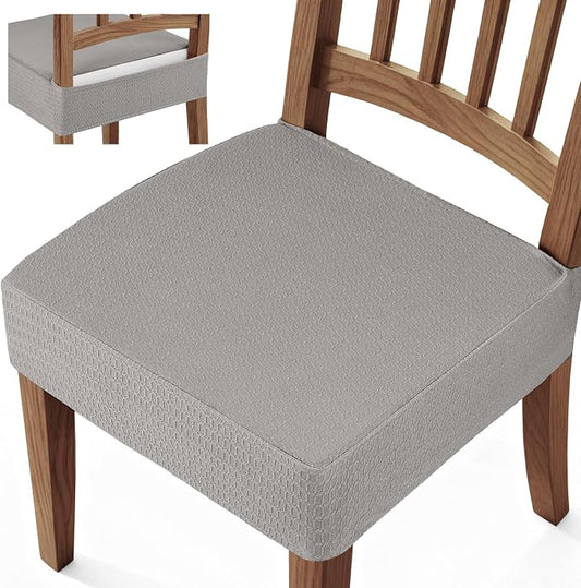 Songrey Waterproof Chair Covers for Dining Chairs, Set of 4, Light Gray | No Rear Seat Covers for Dining Room , Chair Protector Slipcover, Stretch Removable Washable