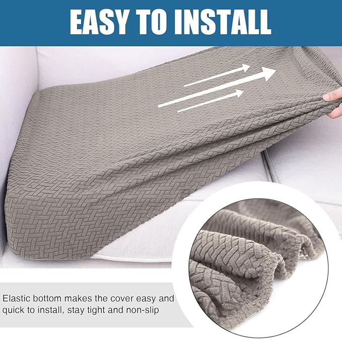 Smiry Waterproof Couch Cushion Covers, Stretch Jacquard Thick Sofa Cushion Covers, Washable Seat Slipcover Elastic Furniture Protector for Pets, Kid (3PC, Taupe)