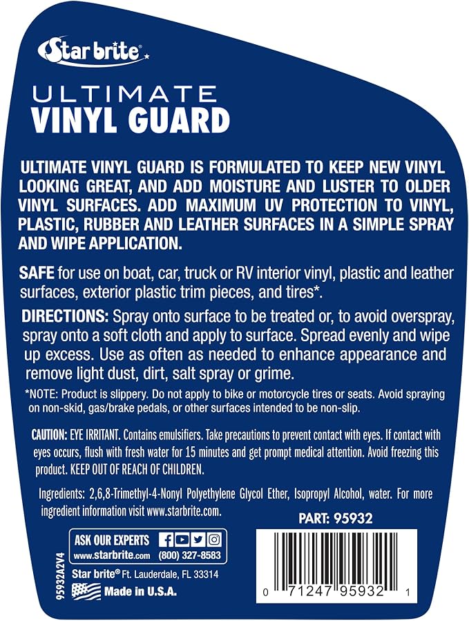 STAR BRITE Ultimate Vinyl Guard - Spray on Protection & Shine - Prevent Fading & Cracking - for Vinyl, Leather, Plastic & Rubber - 32 OZ (095932)