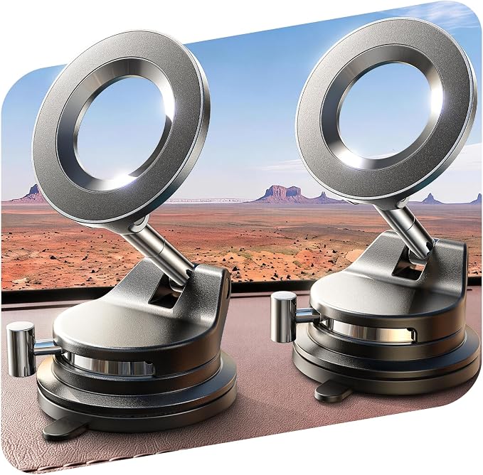LISEN 2 Pack for Magsafe Car Mount, Magnetic Phone Holder for Car, Strong Magnetic Car Phone Mount, 89 LBS Suction Phone Mount Vacuum, Dashboard Gifts Phone Holders for Your Car Mount for iPhone 17 | Automotive Dashboards