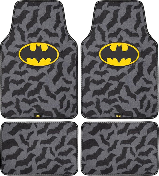 Batman Carpet Car Floor Mats, DC Comics Design, for Car, Truck, SUV - Comfortable, No Slip Nib Backing, Unique Full Print, Protects Car Floor