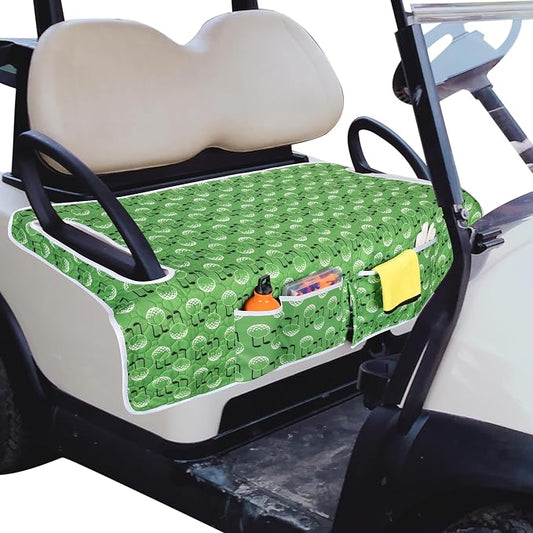 PGmoon Golf Cart Seat Covers with 4 Front Pockets & Nonskid Bottom