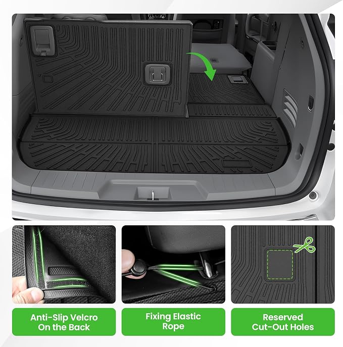 Traverse Cargo mat - Trunk Mat for Chevy Traverse 2009-2017, All Weather Trunk Mat & Backrest Mat for Traverse Accessories, Heavy Duty Rubber Mats, Car Accessories