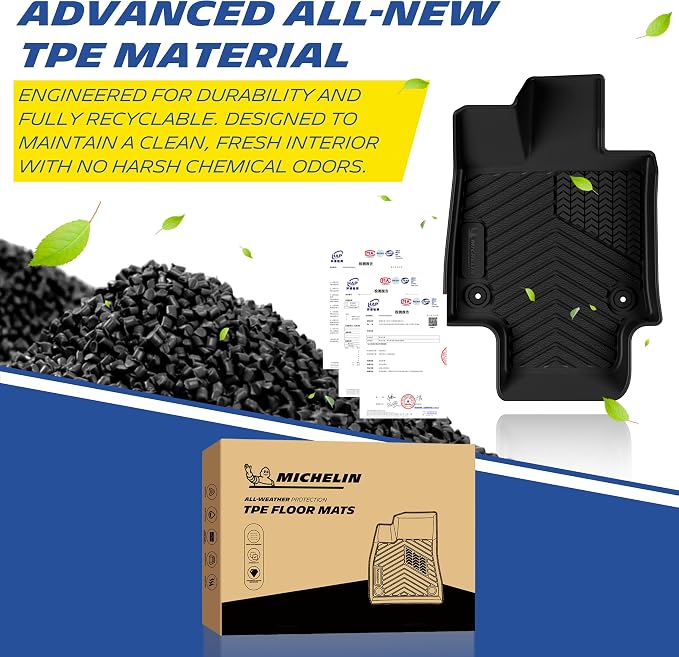 Michelin Vehicle Mats, Premier Series All-Weather TPE Custom Fit Liner for 2019-2025 Toyota RAV4 Gas Floor Mats (3 Piece)
