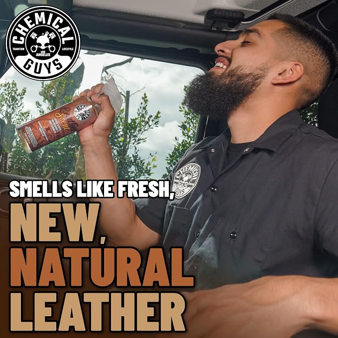 Chemical Guys, Leather Scent Air Freshener & Odor Neutralizer Spray, 16 oz | Rich leather scent refreshes interiors while neutralizing odors, adjustable spray for cars, trucks and SUVs