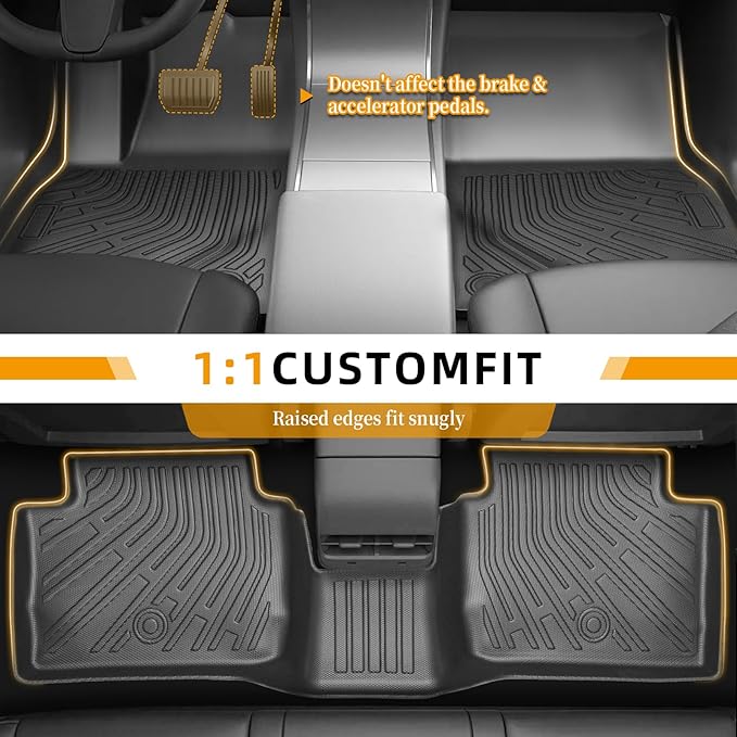 Floor Mats for Honda Odyssey 2005-2011,Front & Rear & 3rd Row & Cargo Liner | TPE All Weather Odyssey Floor Mats, Non-Slip Waterproof