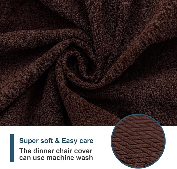 Genina Waterproof Seat Covers for Dining Room Chair Covers Set of 8, Stretch Jacquard Kitchen Parson Chair Slipcover Protector