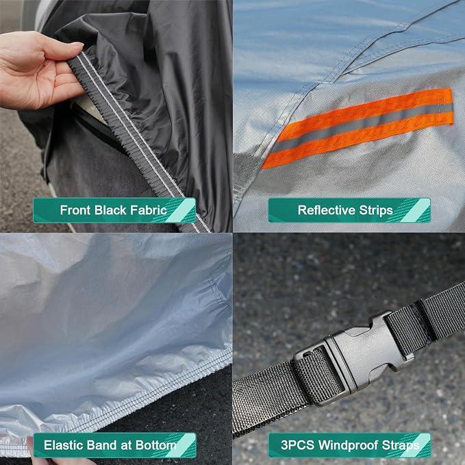 GUNHYI Hatchback Car Cover Waterproof All Weather, 6 Layers Heavy Duty Full Exterior Cover Universal fit vw Golf, Honda Fit, Kia Soul, Toyota Matrix, Nissan Leaf etc. Size H1 (See Size Chart)