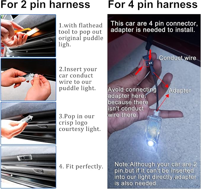 4 Pack Never Fade HD Car Door Lights Logo Projector LED Welcome Lights Accessories, Compatible with BMW X1/X2/X3/X4/X5/X6/X7, M, Z, and GT Series Models