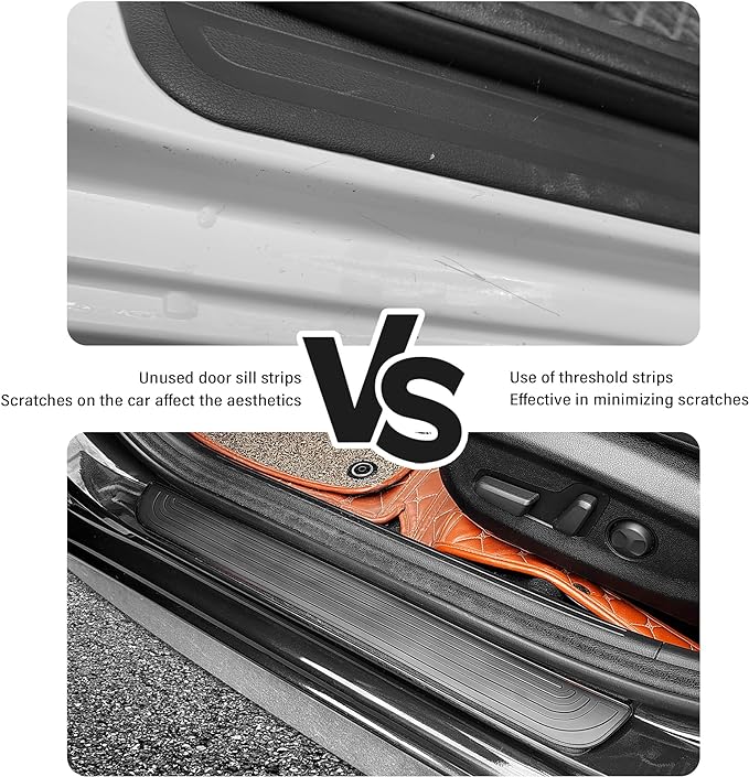 4PCS Car Door Sill Protector,Anti-Scratch Rubber Car Door Protector Edge Guards for Door Steps,Universal Waterproof Door Threshold Strips Exterior Accessories for Car Truck SUV (Black, Width 1.96")