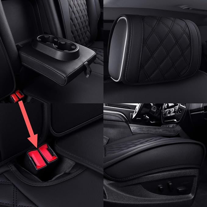 Aierxuan Seat Covers for Truck Chevy Chevrolet Silverado GMC Sierra Pickup 2007-2026 1500 2500HD 3500HD Trail Boss Z71 Crew Double Extended Cab Waterproof Leather Protectors (Full Set, Black)