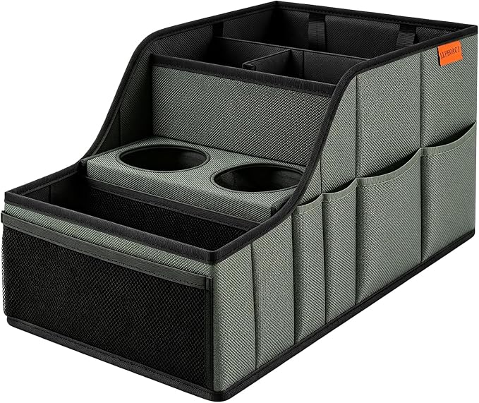 Car Seat Organizer Back Front Captains Seats Storage Travel | Car Organizer, Back Seat Car Organizer, Car Seat Organizer Front Seat – 9 Compartments, 2 Cup Holders – Foldable