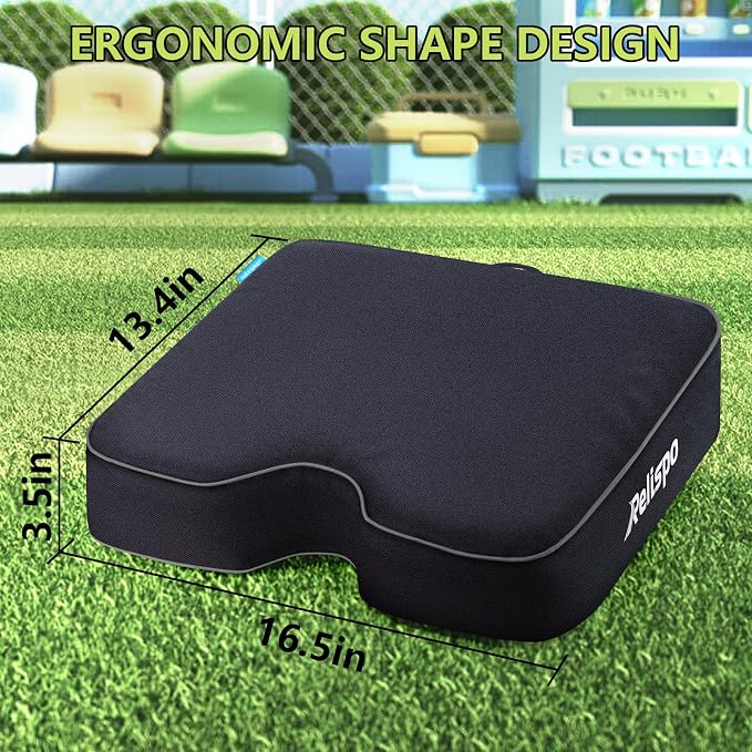 Stadium Seat Cushion for Bleachers, 2-in-1 Reversible Soft & Firm | Bleacher Cushion with Memory & High-Density Foam, Ergonomic Non-Slip Design, Portable for Indoor & Outdoor Sports, Events