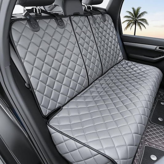 Dog Truck Seat Cover for Back Seat,Waterproof Back Seat Cover for Truck,Heavy-Duty Scratchproof Pu Leather Bench Seat Covers for Trucks Ford F-Series/Chevrolet Silverado/Ram/Jeeps (Grey, X-Large)