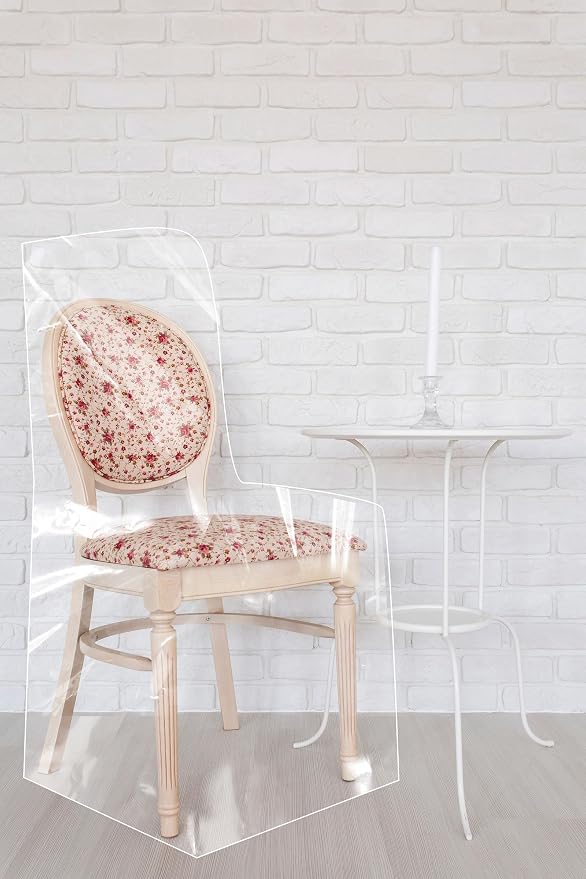 LAMINET Heavy-Duty Clear Chair Protectors - Protects Your Dining Room Chair All-Over from Dust, Dirt, Spills, Pet Hair/Dander, and Claws! Fits Chairs Up to 41”BH x 20" FH x 20”W x 22" D - Set of 4