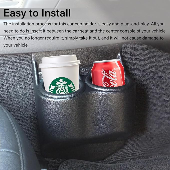 Car Cup Holder, Portable Dual Cup Holders, Multifunctional Cup Drink Holders, Fit for 1997-2013 Corvette C5 C6 (Black)