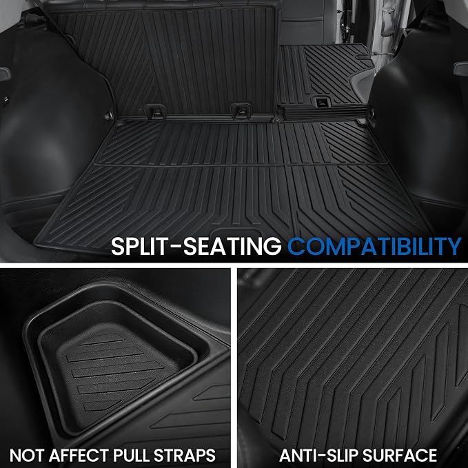 Floor Mats Set for Jeep Compass 2017-2025 2026, All Weather TPE Cargo Liner Trunk Mat Backrest Mat Door Sill Guards Accessories Fit New Body Style 2nd Generation
