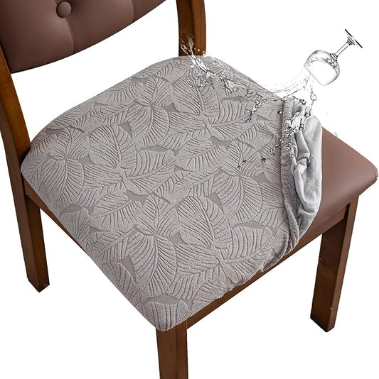 Waterproof Seat Cover for Chairs Dining Room Chair Seat Covers Washable Kitchen Chair Seat Slipcovers Protector (Light Gray, 6 PCS)