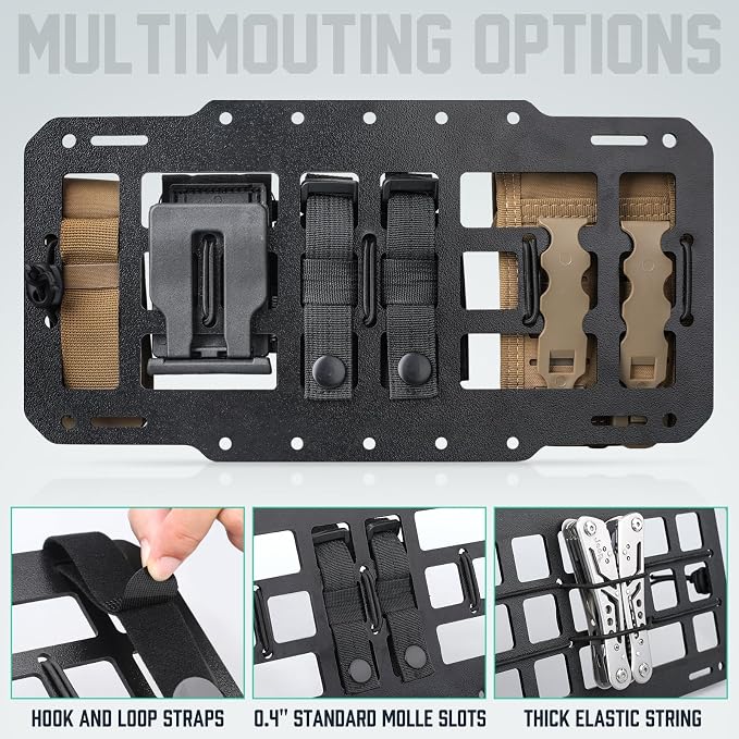 LIVANS Car Sun Visor Organizer Rigid Molle Panel, Fit Most Vehicles | 12x6.3" Visor Accessories, Modular Vehicle Visor Holder, for Tactical Gears &Molle Pouches