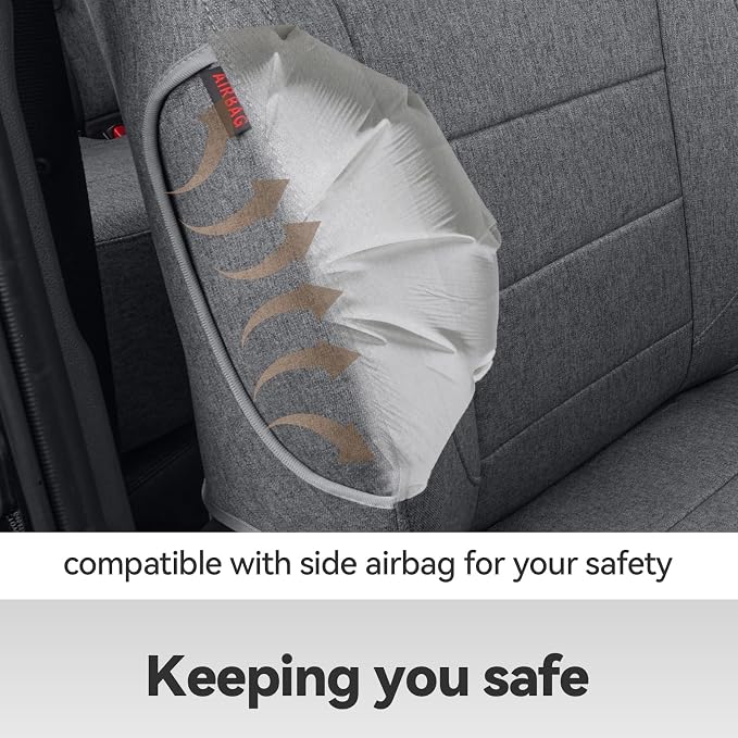coverdream Front Seat Covers Custom Fit for Toyota Tacoma 2016 2017 2018 2019 2020 2021 2022 2023 SR SR5 TRD Series,Limited Pickup Truck,Breathable Seat Protector,Fit Like A Glove (Gray,2-Pack Only)
