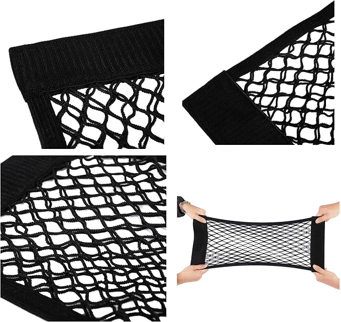Universal Mesh Cargo Net Storage Net Wall Sticker Organizer Pouch Bag Storage Mesh Net for Car Trunk Storage Add On Organizers for Car Truck (15" x 9.5" (2 Packs))