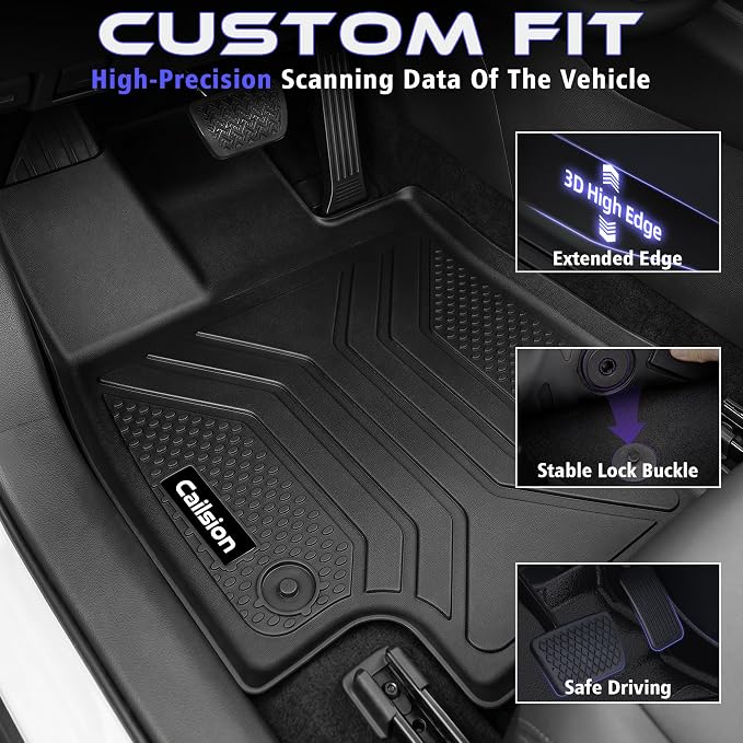 Floor Mats for Toyota RAV4 2019-2025 (Include Hybrid) | All Weather TPE Floor Liners, Custom Fit Floor Mat for RAV4, Cargo Liner, Backrest Mats & Door Sills, Full Coverage Set